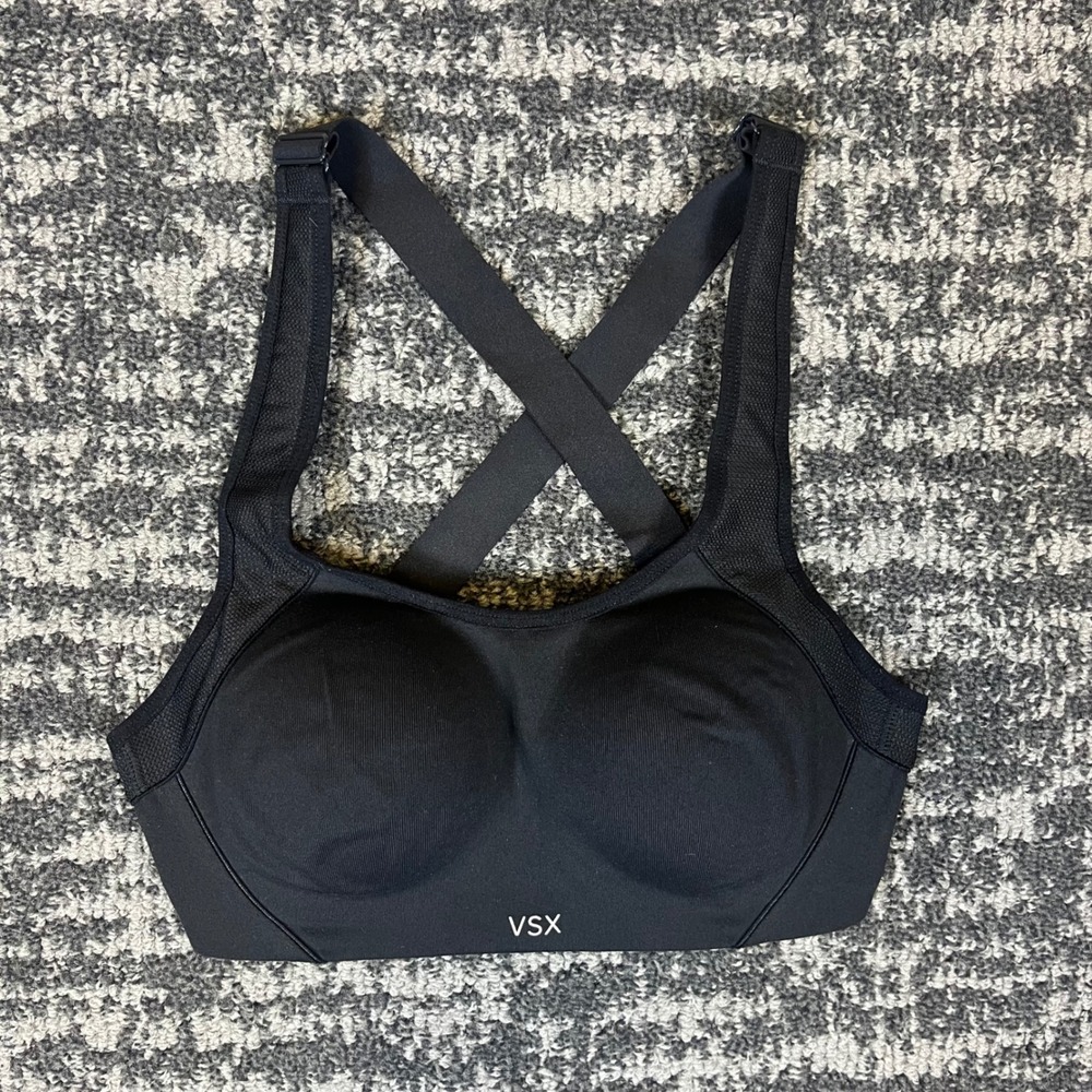 Victoria's Secret VSX Sport Black High Impact Crisscross Sports Bra 32C Gym Yoga
